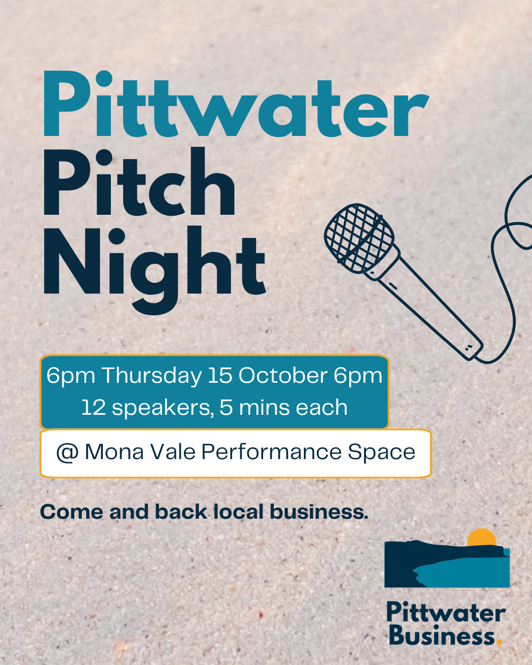 Something new is coming to Pittwater. Our first ever Pitch Night is happening soon, and we cannot wait to share it with you.